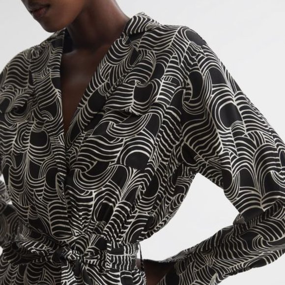 NWT REISS GEORGINA SWIRL PRINT MIDI DRESS US 2 / UK 6 - Picture 3 of 11